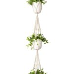 Elegant minimalist white cotton plant hanger eco-friendly design