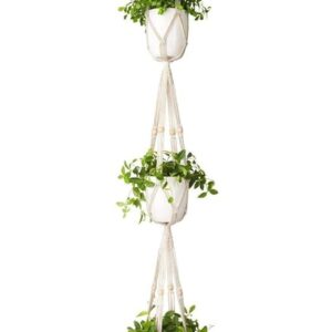 Elegant minimalist white cotton plant hanger eco-friendly design