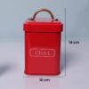 Red ceramic chai jar with lid and chini jar combo