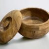 Handcrafted wooden chapati box with lid for kitchen storage