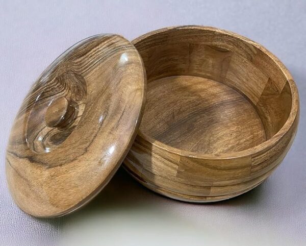 Polished wooden bread box for Indian chapati and rotis