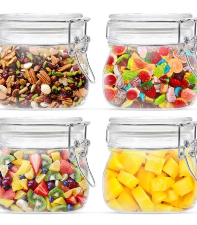 Transparent airtight container with stainless steel lock and silicone ring