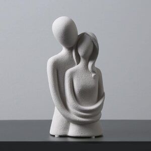 Romantic couple figurine hugging statue in resin finish