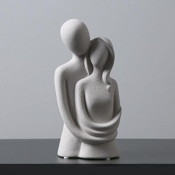 Romantic couple figurine hugging statue in resin finish