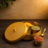 Stylish handcrafted copper masala storage set