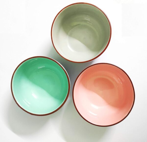 Trendy Multicolour Ceramic Soup Bowls – Set of 3 for Everyday Use