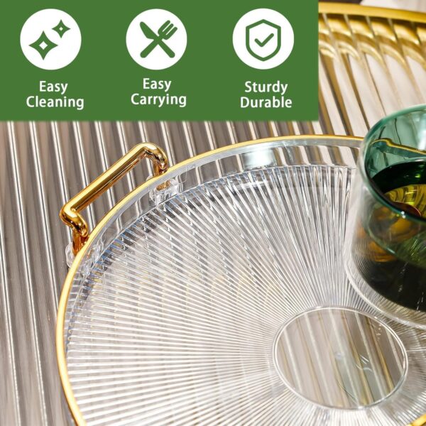 Round tray with acrylic handles for stylish table presentation