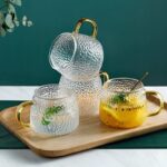 Premium glass tea cups set with elegant design for home and café
