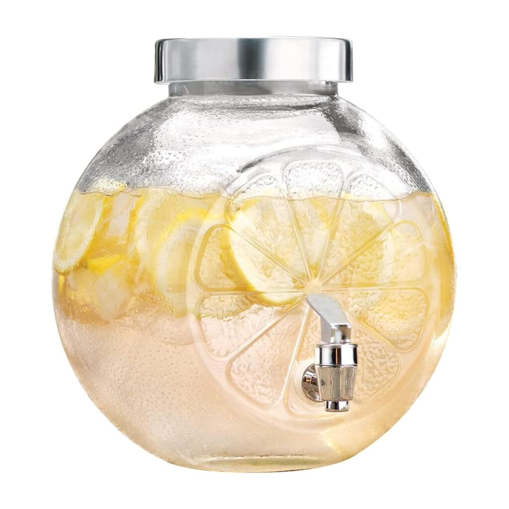 Elegant glass beverage tower dispenser for parties and events