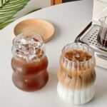 Transparent Glass Sipper Set with Wave Shape Mason Jar and Glass Straw