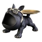 Bulldog storage butler sculpture holding tray for home décor