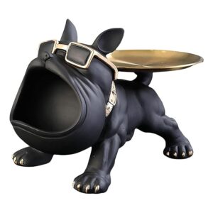 Bulldog storage butler sculpture holding tray for home décor