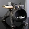 Bulldog butler storage statue – stylish resin décor piece