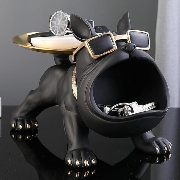 Bulldog butler storage statue – stylish resin décor piece