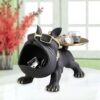 Stylish resin bulldog butler figurine for living room storage