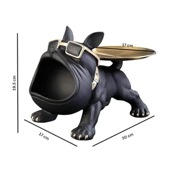 Resin bulldog holding tray – unique storage décor piece