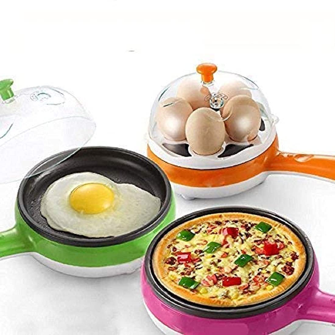 Electric Egg Boiler and Frying Pan Combo with Automatic Shut Off 2-in-1 egg boiler and non-stick frying pan for quick cooking