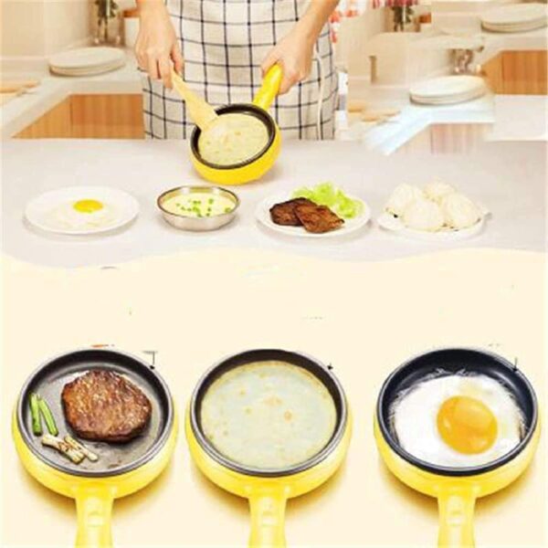 Non-stick frying pan with egg boiler – easy kitchen cooking