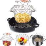 Foldable Steam Rinse Deep Frying Basket for easy cooking and steaming