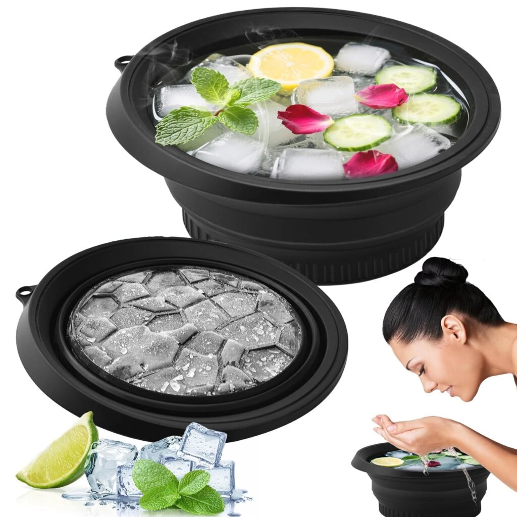 Face ice bath bowl with built-in ice tray for skincare therapy