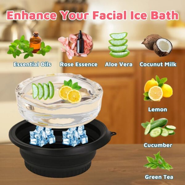 Anti-aging facial ice bath bowl with built-in ice tray