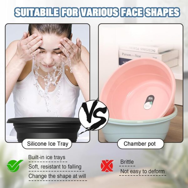 Reusable face ice bath bowl with convenient built-in ice tray