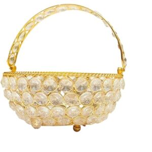 Elegant modern crystal flower basket with coated finish