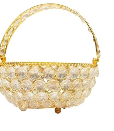 Elegant modern crystal flower basket with coated finish