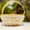 Elegant modern flower basket sculpture in crystal design