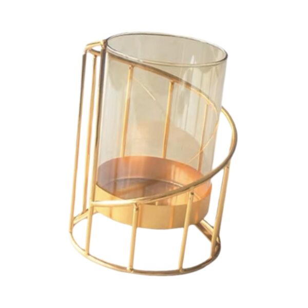 Glass desktop flower vase planter with decorative blooms