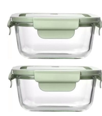 Minimalist borosilicate glass food container with airtight lid
