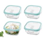Borosilicate square glass container with airtight clip fresh lid