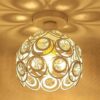 Shimmering crystal ceiling lamp in dual ring flush mount style