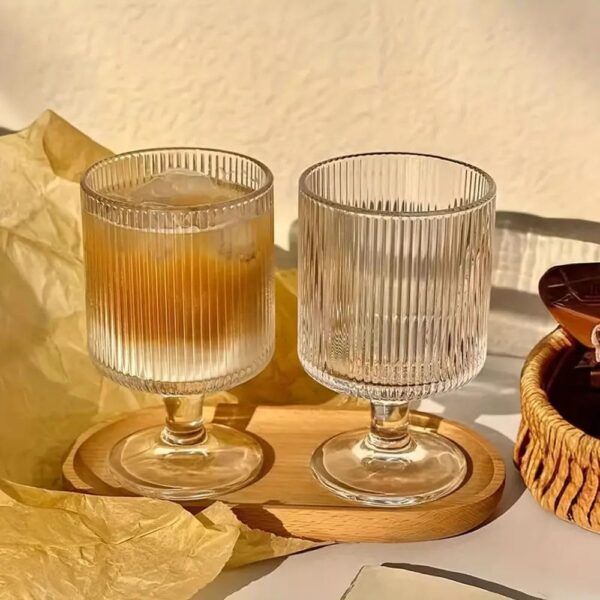 Versatile striped goblet glassware for modern dining tables