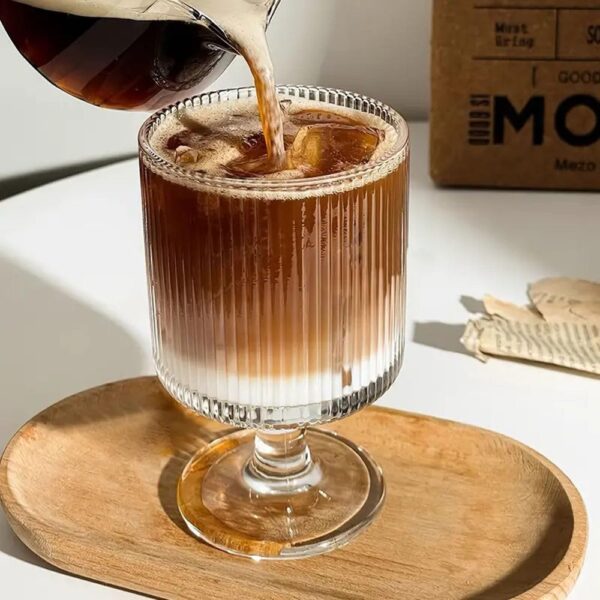 Unique vintage striped glasses for serving sundaes and milkshakes