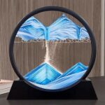 3D blue sand art decor with liquid motion for desk or office