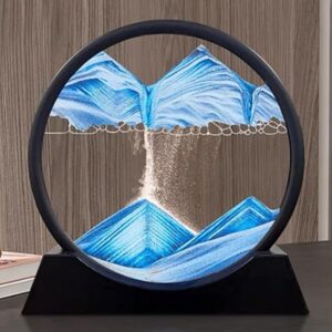 3D blue sand art decor with liquid motion for desk or office