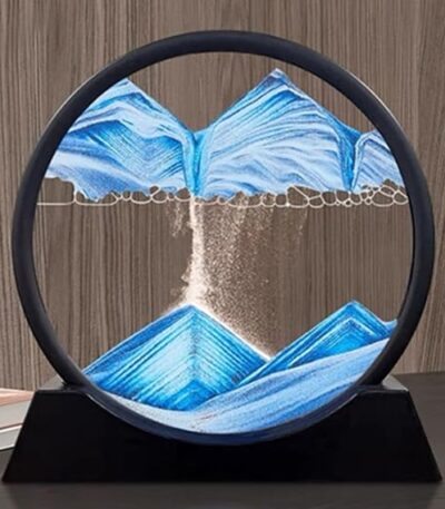 3D blue sand art decor with liquid motion for desk or office