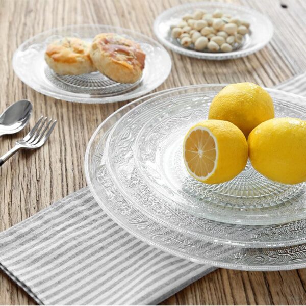 Versatile glass serving plate set for indoor and outdoor use