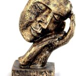 Handcrafted resin human face figurine with abstract hand-on-face pose for modern home décor