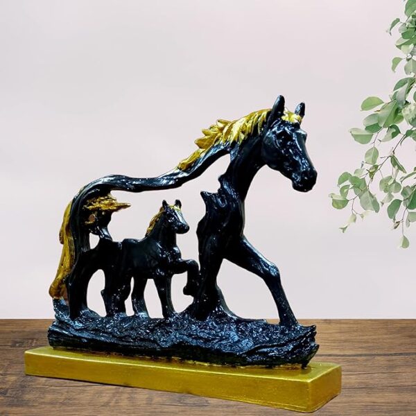 Antique-style metal horse with baby collectible figurine