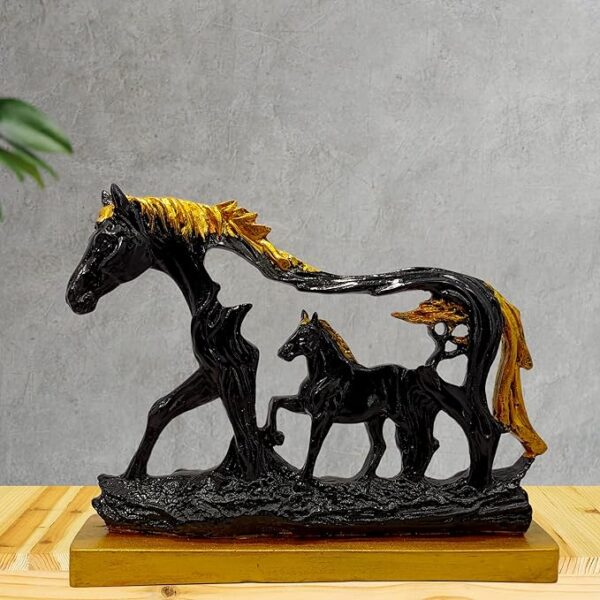 Rustic antique horse with baby figurine for home décor