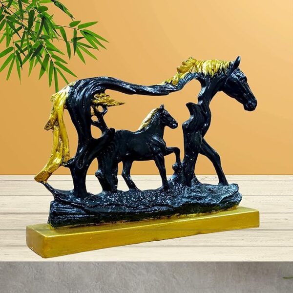 Golden-brown antique horse and foal showpiece