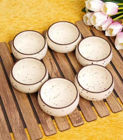 Hand-painted matte finish ceramic bowl set in vibrant colors