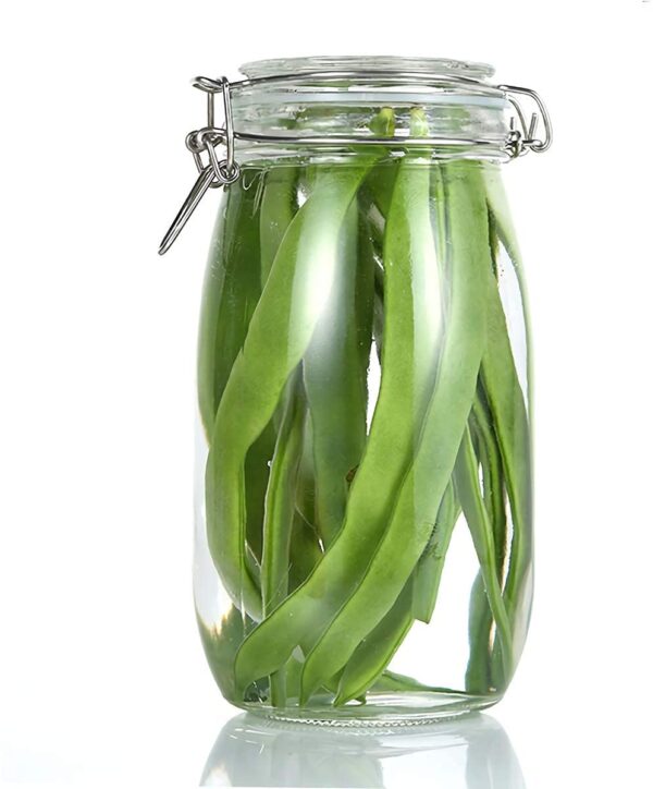 Crystal clear glass canisters with airtight rubber sealing lids