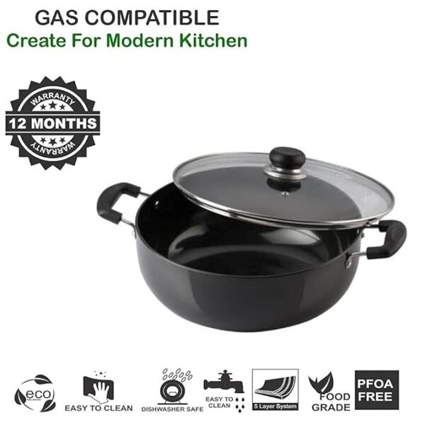 Non-stick aluminium cookware kadhai for gas and induction stoves
