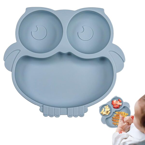 Baby silicone suction plate with divided compartments for toddlers