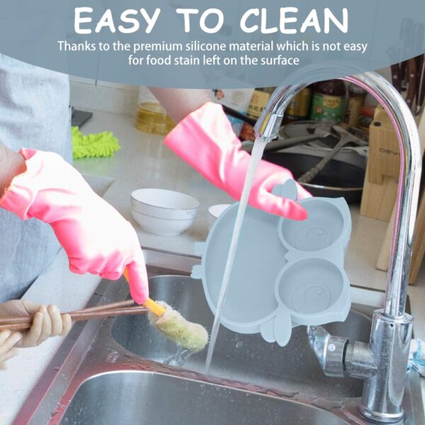 Dishwasher-safe silicone baby plate for weaning and feeding