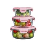 Round lunch box food container with airtight lid