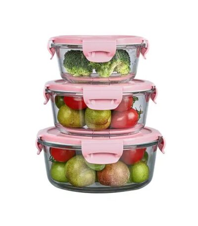 Round lunch box food container with airtight lid